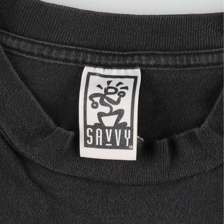 90'S SAVVY MASTER DAD parody message print T-shirt, men's size XL equivalent, vintage. unclear black type Vintage Second Hand