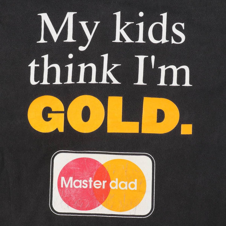 90'S SAVVY MASTER DAD parody message print T-shirt, men's size XL equivalent, vintage. unclear black type Vintage Second Hand