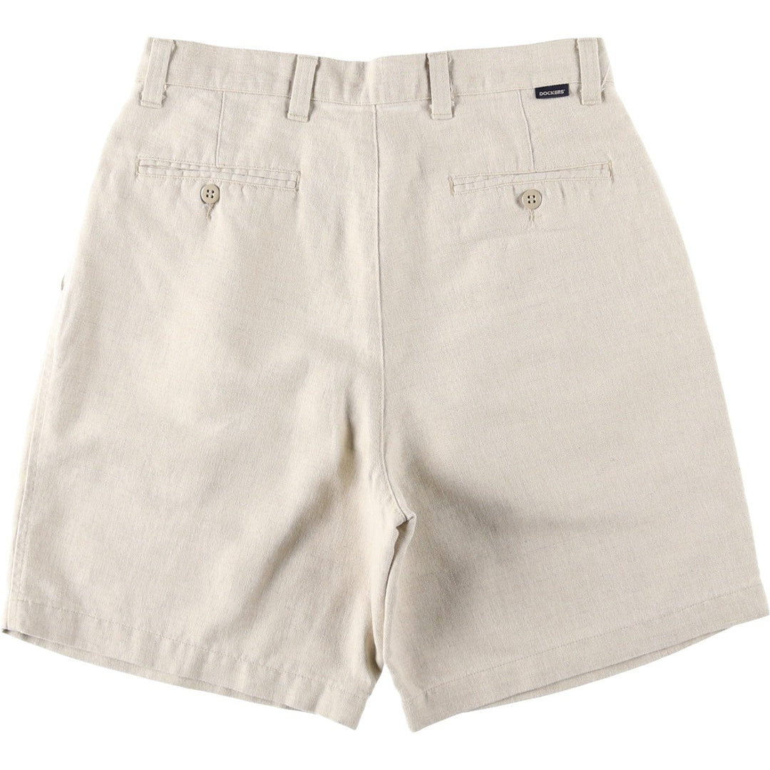 2000'S Dockers khakis two-pleat cotton x linen shorts, men's size W32 (approx.) linen unbleached Vintage Second Hand
