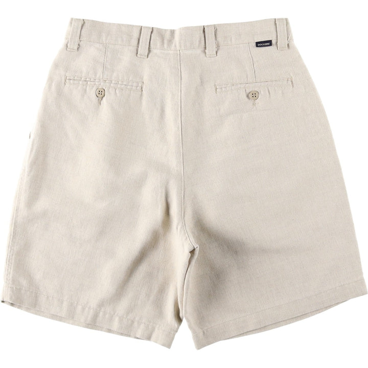 2000'S Dockers khakis two-pleat cotton x linen shorts, men's size W32 (approx.) linen unbleached Vintage Second Hand