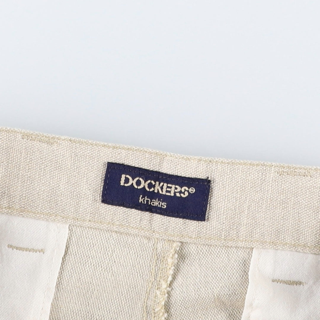 2000'S Dockers khakis two-pleat cotton x linen shorts, men's size W32 (approx.) linen unbleached Vintage Second Hand