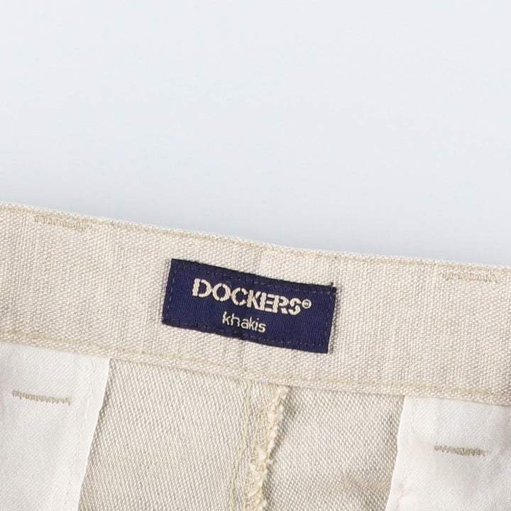 2000'S Dockers khakis two-pleat cotton x linen shorts, men's size W32 (approx.) linen unbleached Vintage Second Hand