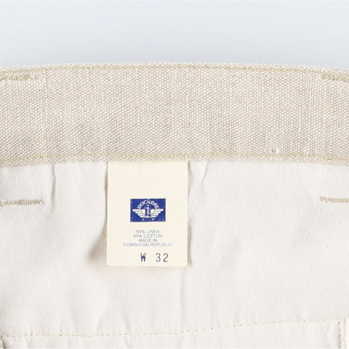 2000'S Dockers khakis two-pleat cotton x linen shorts, men's size W32 (approx.) linen unbleached Vintage Second Hand