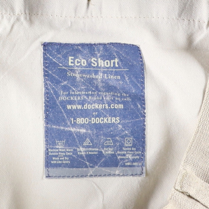 2000'S Dockers khakis two-pleat cotton x linen shorts, men's size W32 (approx.) linen unbleached Vintage Second Hand