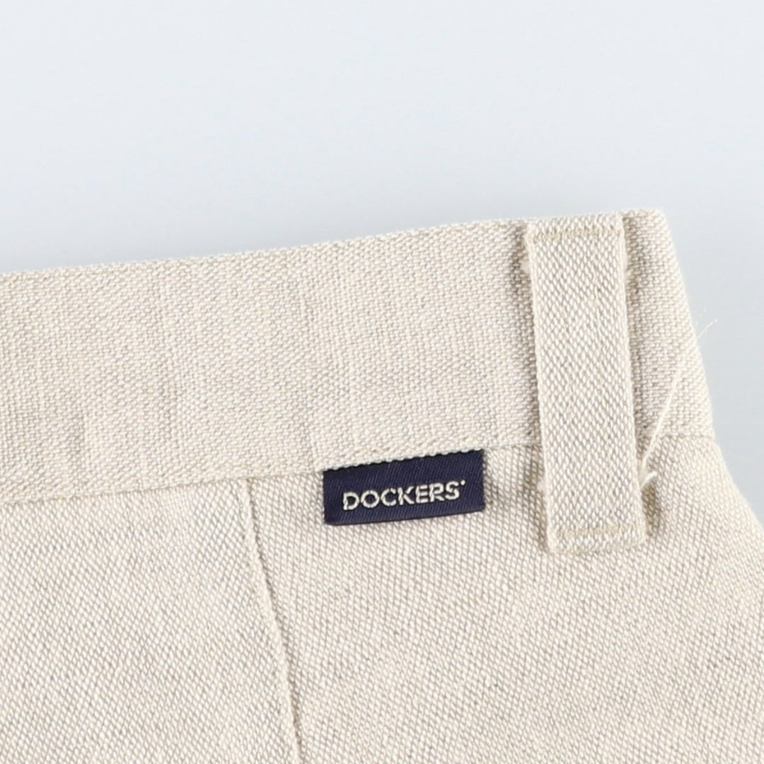2000'S Dockers khakis two-pleat cotton x linen shorts, men's size W32 (approx.) linen unbleached Vintage Second Hand