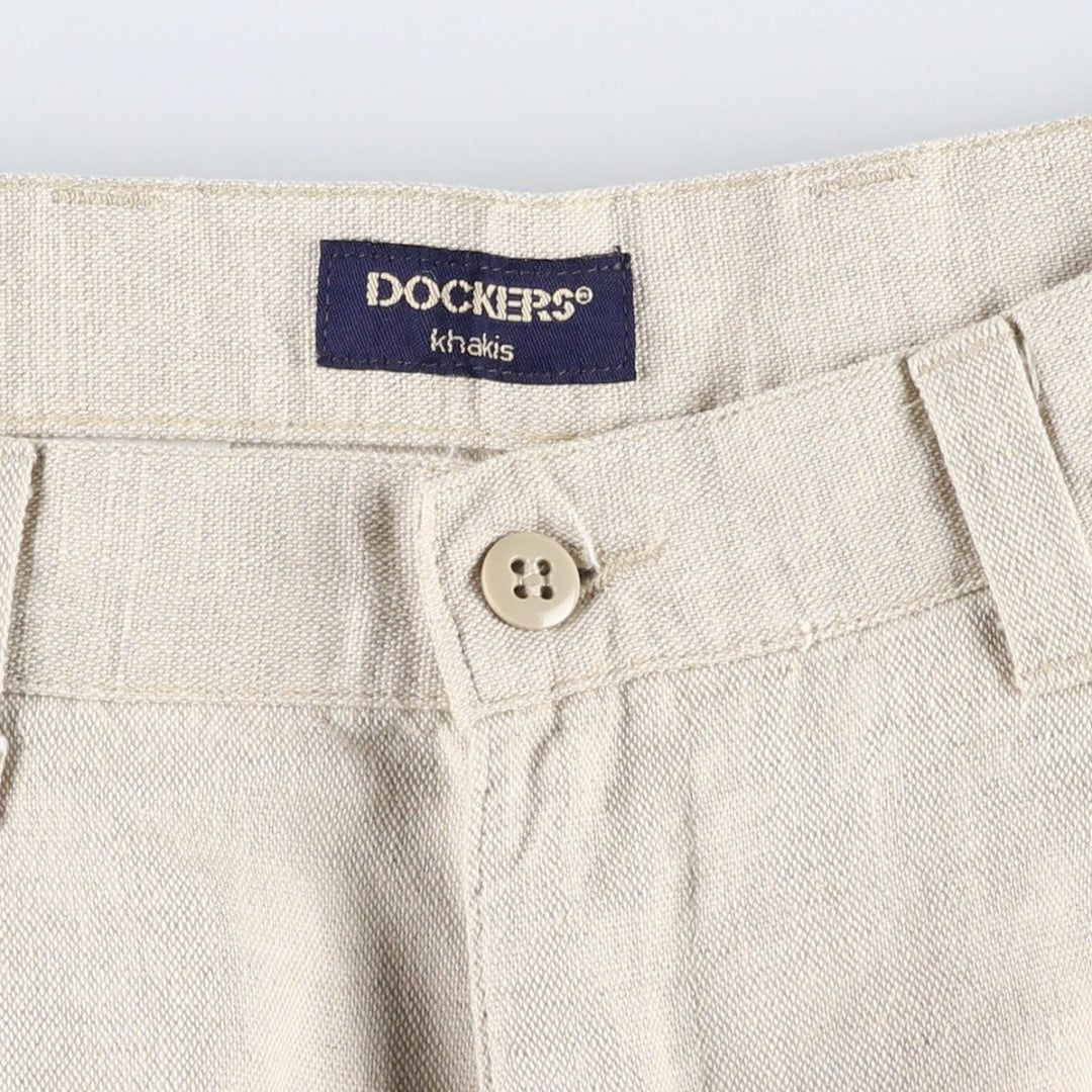 2000'S Dockers khakis two-pleat cotton x linen shorts, men's size W32 (approx.) linen unbleached Vintage Second Hand