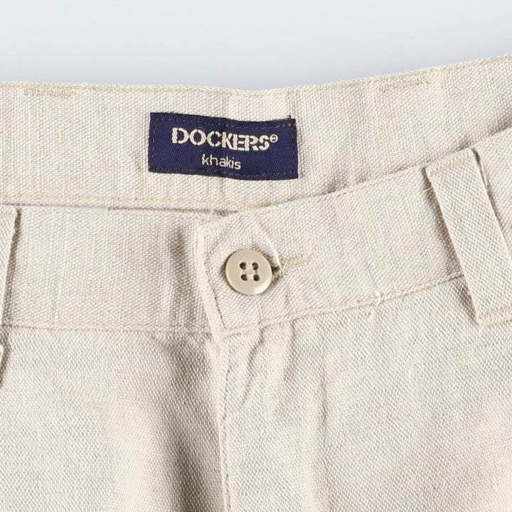 2000'S Dockers khakis two-pleat cotton x linen shorts, men's size W32 (approx.) linen unbleached Vintage Second Hand