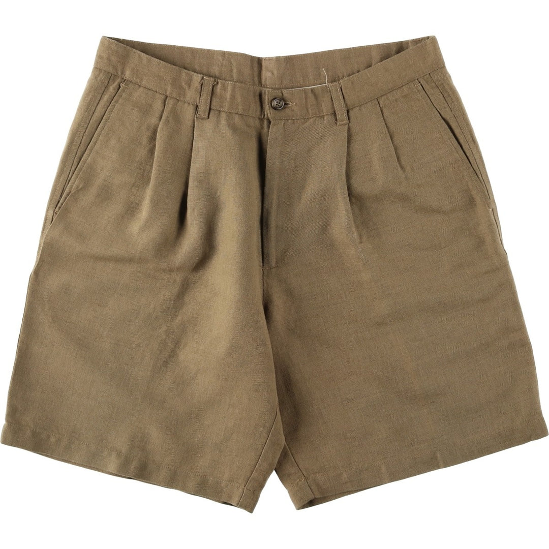 Dockers linen shorts with two pleats, men's size W34 (approx.) linen Khaki type brown Vintage Second Hand