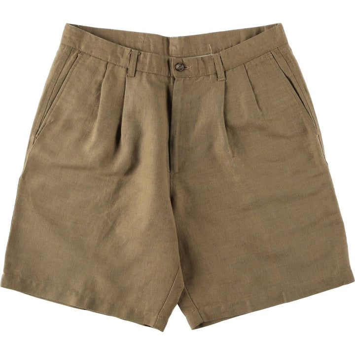 Dockers linen shorts with two pleats, men's size W34 (approx.) linen Khaki type brown Vintage Second Hand