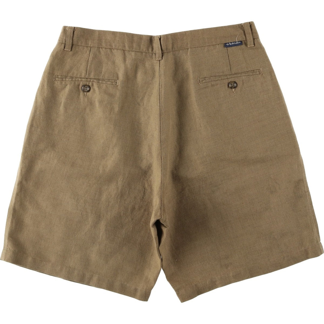 Dockers linen shorts with two pleats, men's size W34 (approx.) linen Khaki type brown Vintage Second Hand