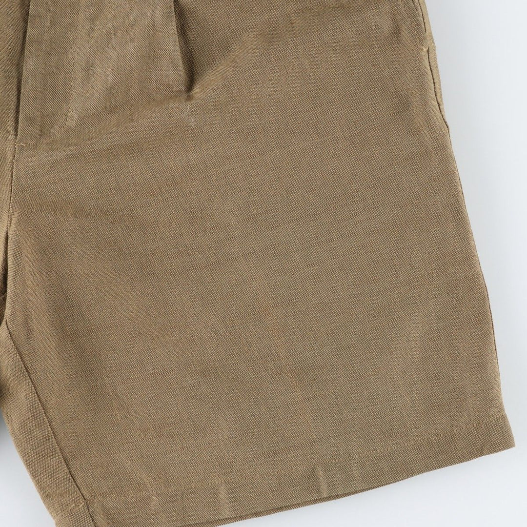 Dockers linen shorts with two pleats, men's size W34 (approx.) linen Khaki type brown Vintage Second Hand