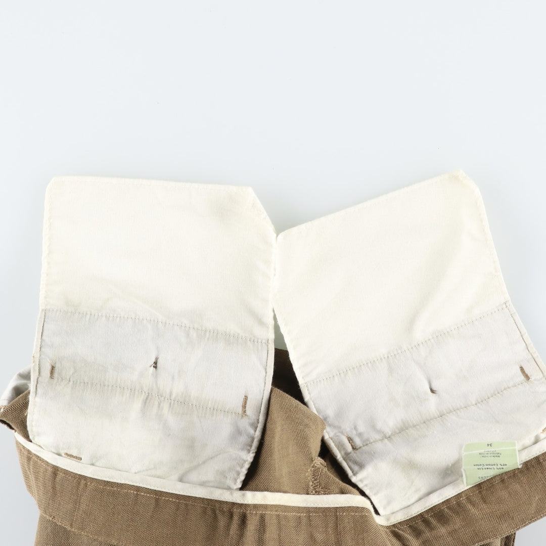 Dockers linen shorts with two pleats, men's size W34 (approx.) linen Khaki type brown Vintage Second Hand