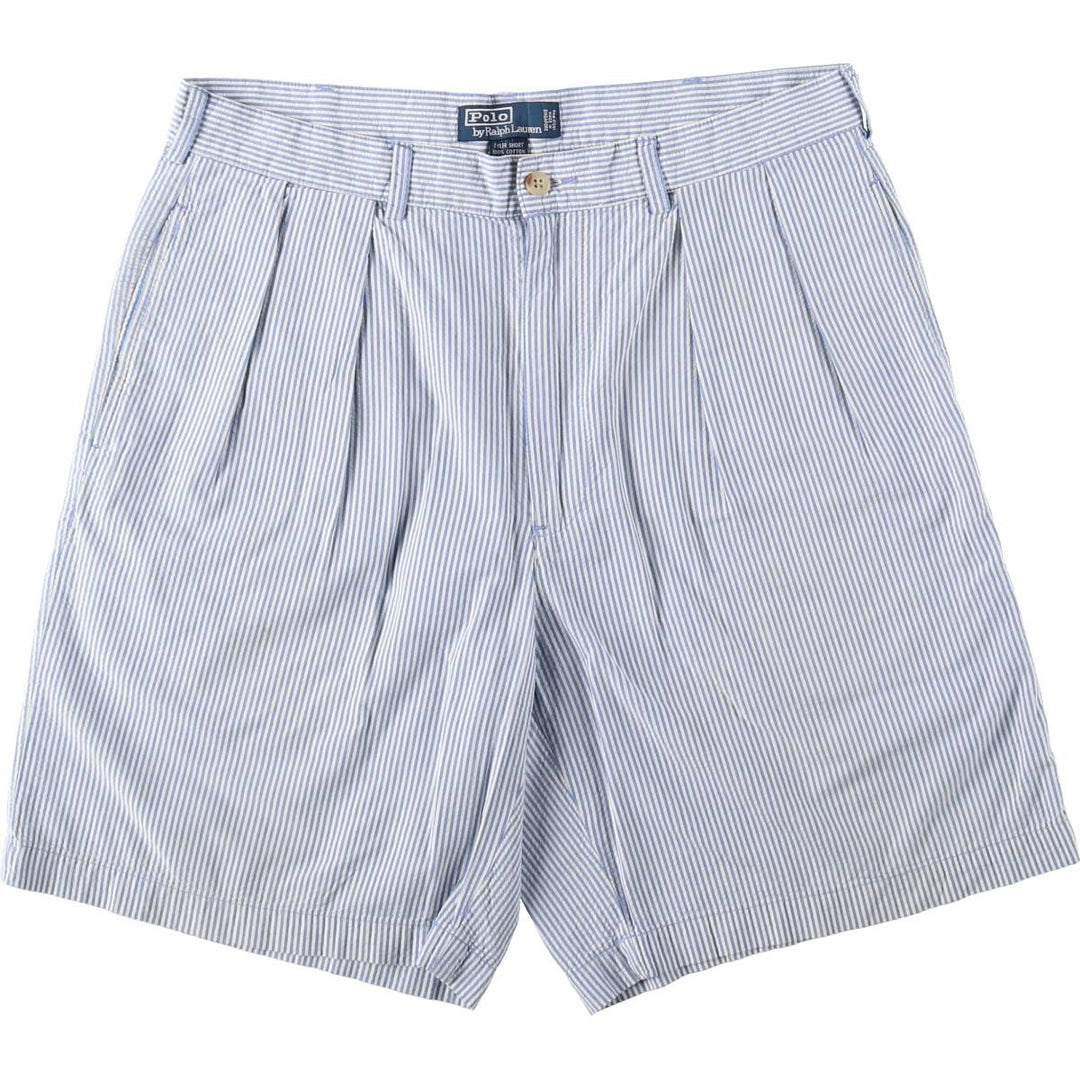 Ralph Lauren TYLER SHORT Stripe Pattern Seersucker Cotton Shorts, Men's Size W34 (approx.) cotton white type Vintage Second Hand