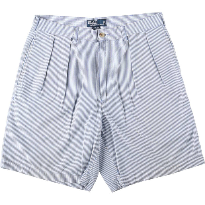 Ralph Lauren TYLER SHORT Stripe Pattern Seersucker Cotton Shorts, Men's Size W34 (approx.) cotton white type Vintage Second Hand