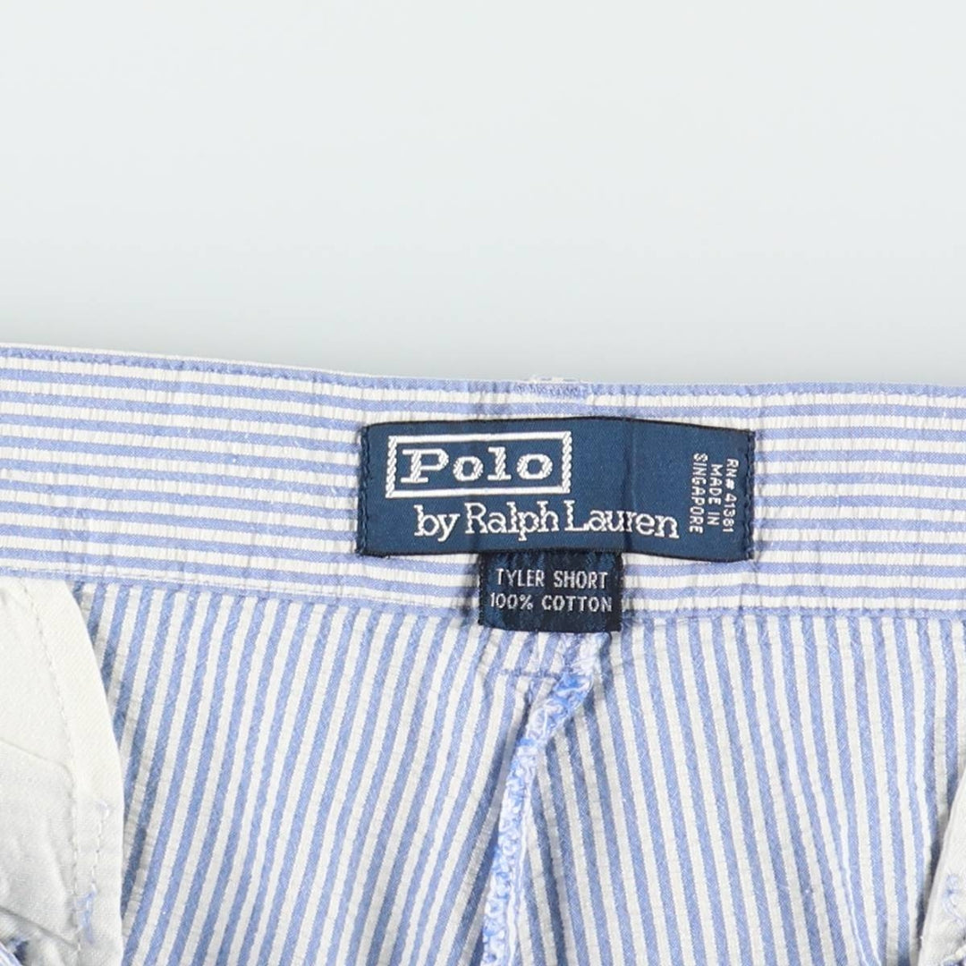 Ralph Lauren TYLER SHORT Stripe Pattern Seersucker Cotton Shorts, Men's Size W34 (approx.) cotton white type Vintage Second Hand