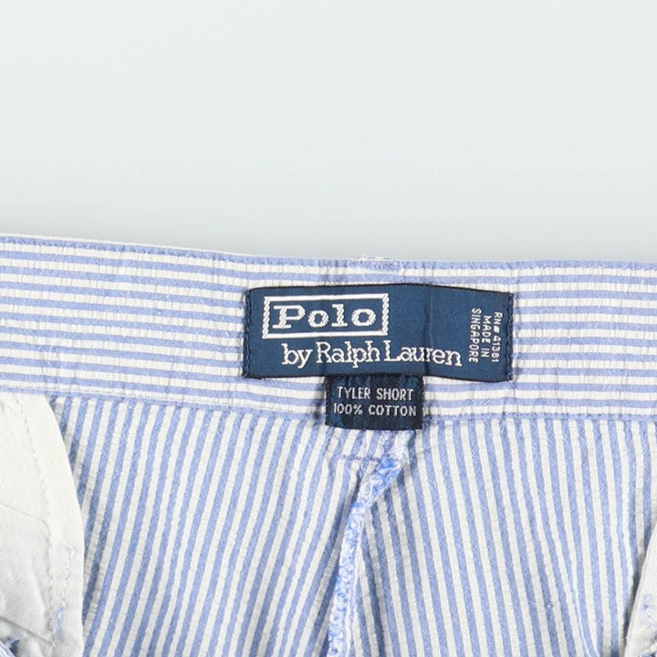 Ralph Lauren TYLER SHORT Stripe Pattern Seersucker Cotton Shorts, Men's Size W34 (approx.) cotton white type Vintage Second Hand