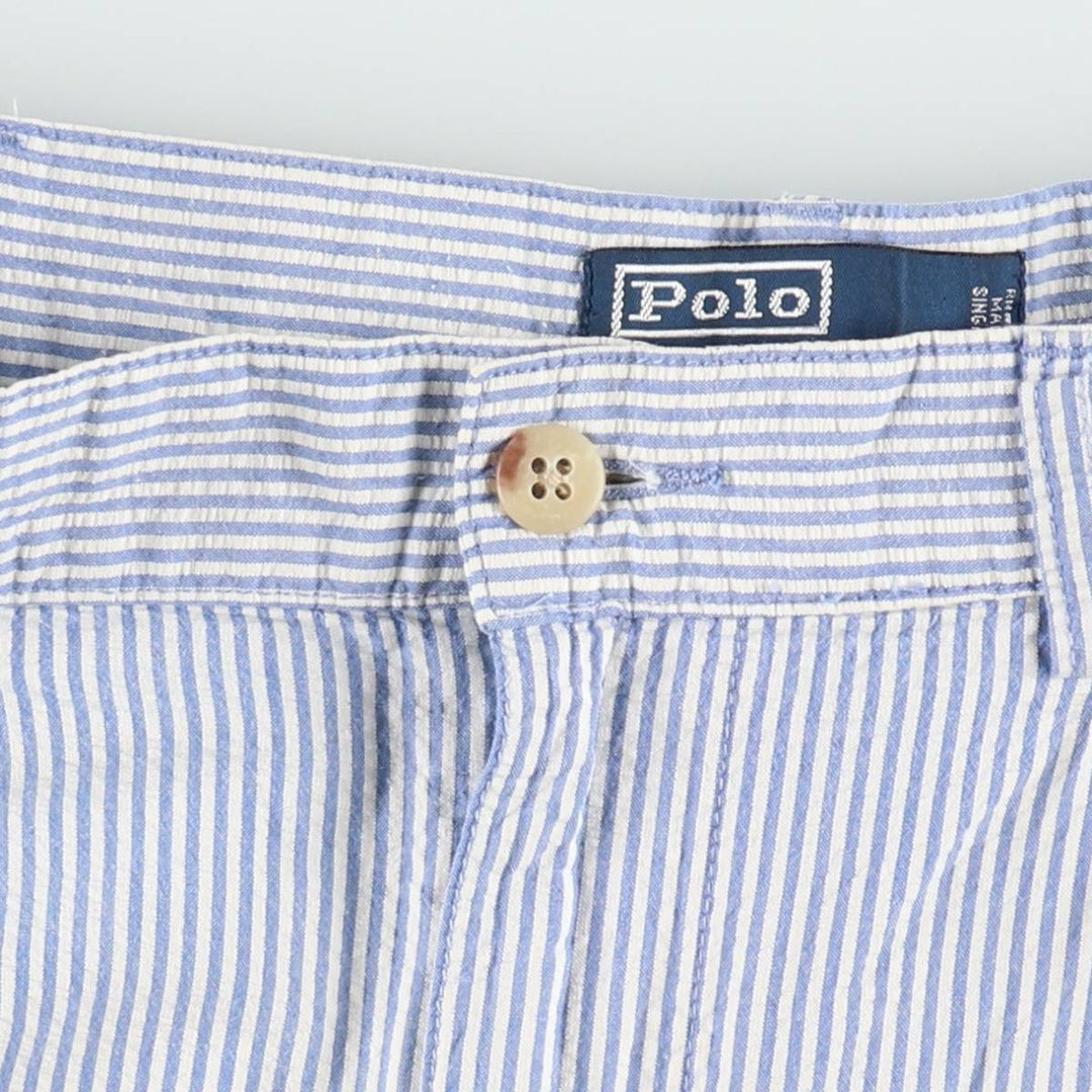 Ralph Lauren TYLER SHORT Stripe Pattern Seersucker Cotton Shorts, Men's Size W34 (approx.) cotton white type Vintage Second Hand