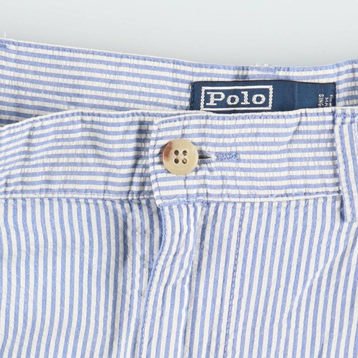Ralph Lauren TYLER SHORT Stripe Pattern Seersucker Cotton Shorts, Men's Size W34 (approx.) cotton white type Vintage Second Hand
