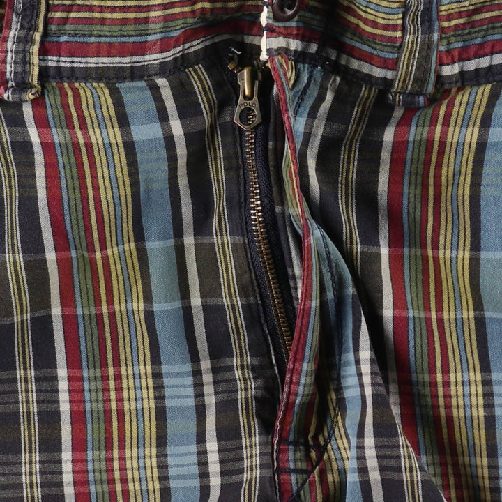 Ralph Lauren POLO by Ralph Lauren Check Pattern Cargo Shorts, Men's Size W37 (approx.) cotton navy blue type Vintage Second Hand