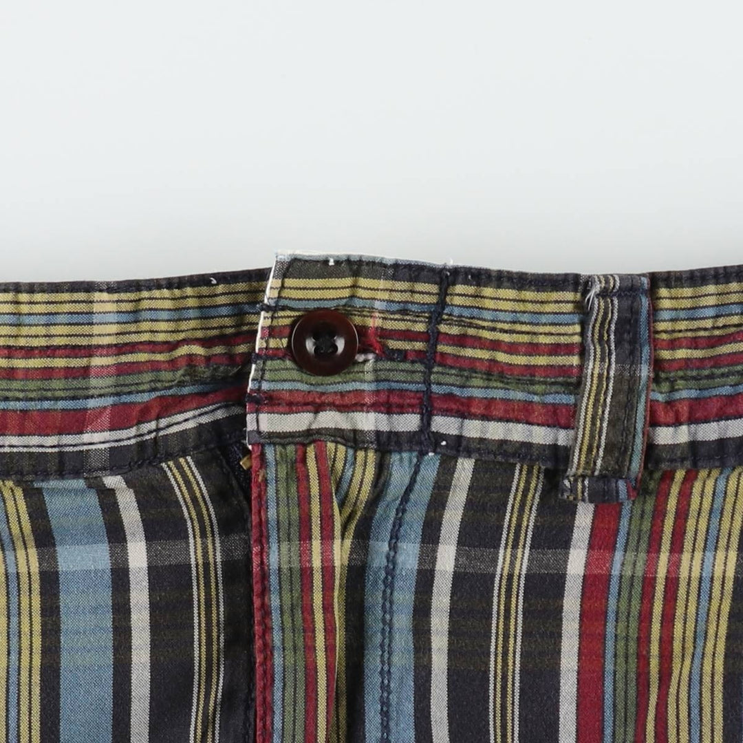 Ralph Lauren POLO by Ralph Lauren Check Pattern Cargo Shorts, Men's Size W37 (approx.) cotton navy blue type Vintage Second Hand