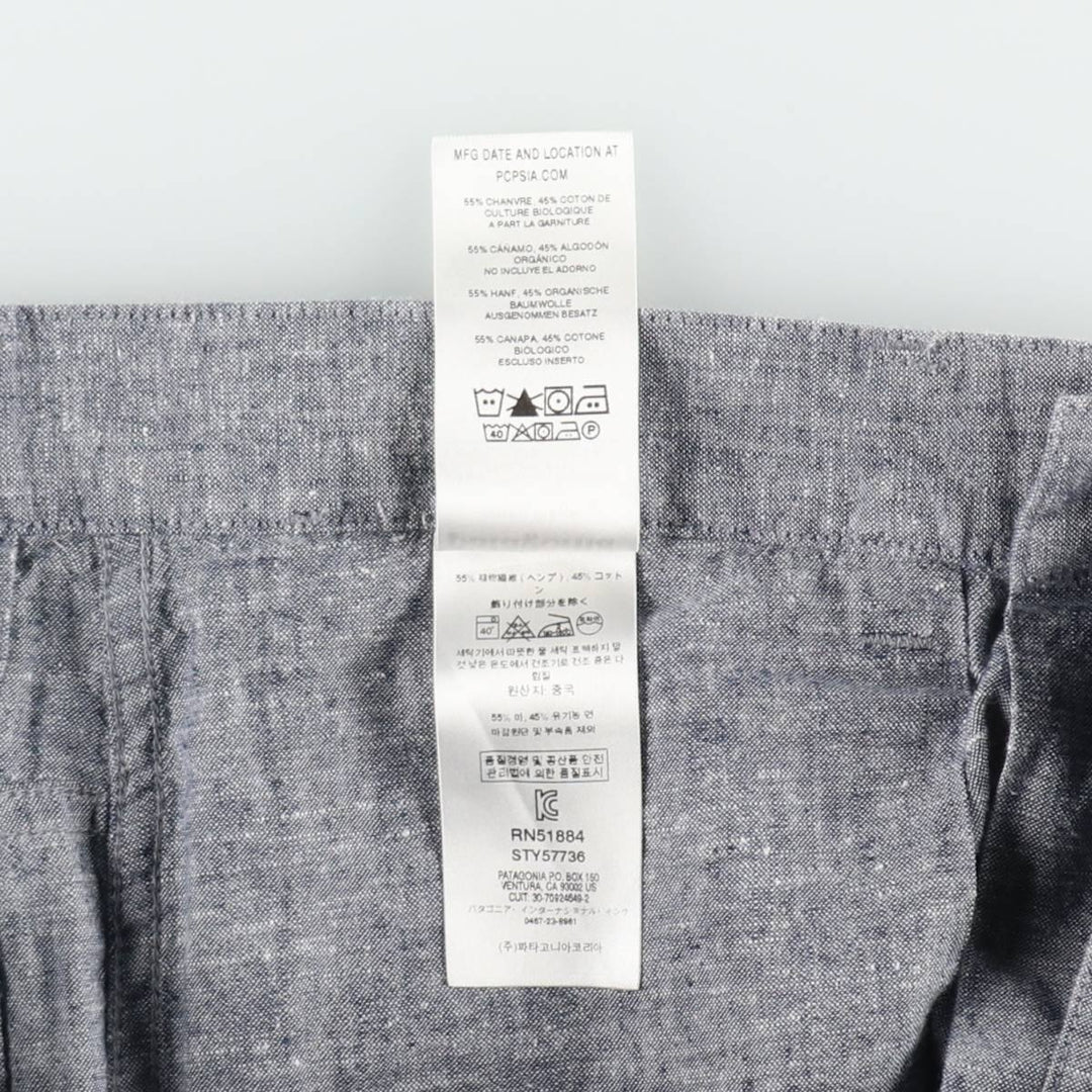 Patagonia Back Step Shorts 57736SP19 Hemp x Cotton Shorts Men's W30 (approx.) Hemp gray type Vintage Second Hand