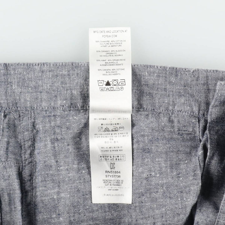 Patagonia Back Step Shorts 57736SP19 Hemp x Cotton Shorts Men's W30 (approx.) Hemp gray type Vintage Second Hand