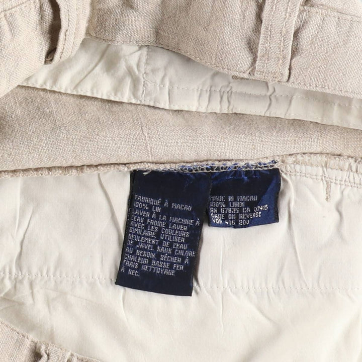90'S Nautica Two-Pleat Linen Shorts, Men's Size W35 (approx.), Vintage linen Beige type Vintage Second Hand