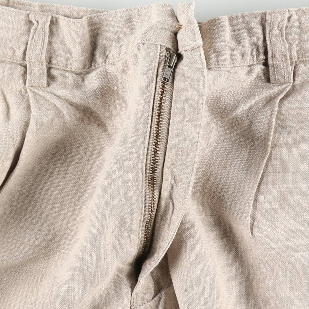 90'S Nautica Two-Pleat Linen Shorts, Men's Size W35 (approx.), Vintage linen Beige type Vintage Second Hand