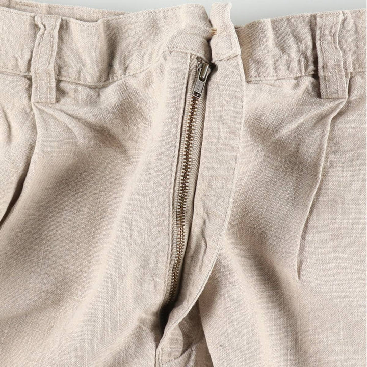 90'S Nautica Two-Pleat Linen Shorts, Men's Size W35 (approx.), Vintage linen Beige type Vintage Second Hand