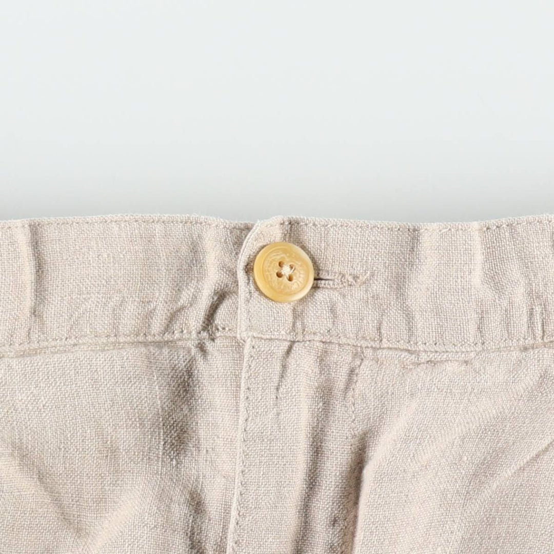 90'S Nautica Two-Pleat Linen Shorts, Men's Size W35 (approx.), Vintage linen Beige type Vintage Second Hand