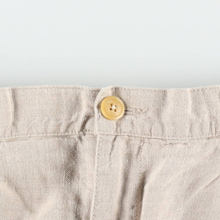 90'S Nautica Two-Pleat Linen Shorts, Men's Size W35 (approx.), Vintage linen Beige type Vintage Second Hand