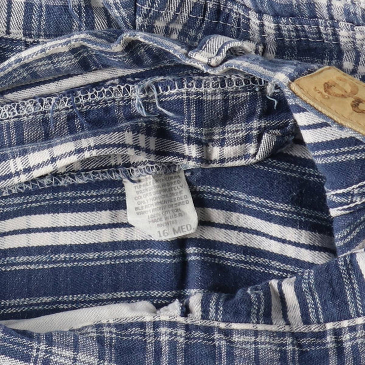 Lee Check Pattern Cotton Shorts, Made in USA, Women's XL (equivalent to W31) cotton Navy blue Vintage Second Hand