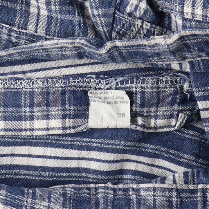 Lee Check Pattern Cotton Shorts, Made in USA, Women's XL (equivalent to W31) cotton Navy blue Vintage Second Hand