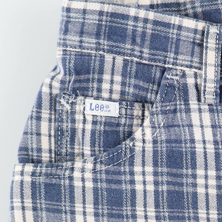 Lee Check Pattern Cotton Shorts, Made in USA, Women's XL (equivalent to W31) cotton Navy blue Vintage Second Hand