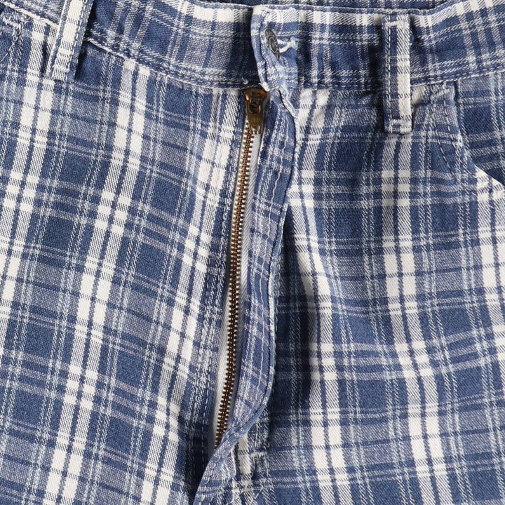 Lee Check Pattern Cotton Shorts, Made in USA, Women's XL (equivalent to W31) cotton Navy blue Vintage Second Hand