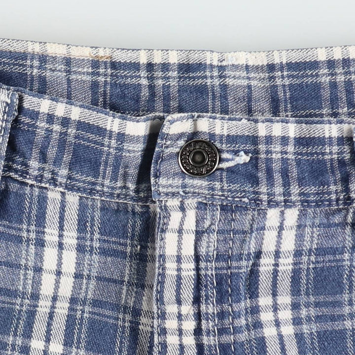 Lee Check Pattern Cotton Shorts, Made in USA, Women's XL (equivalent to W31) cotton Navy blue Vintage Second Hand