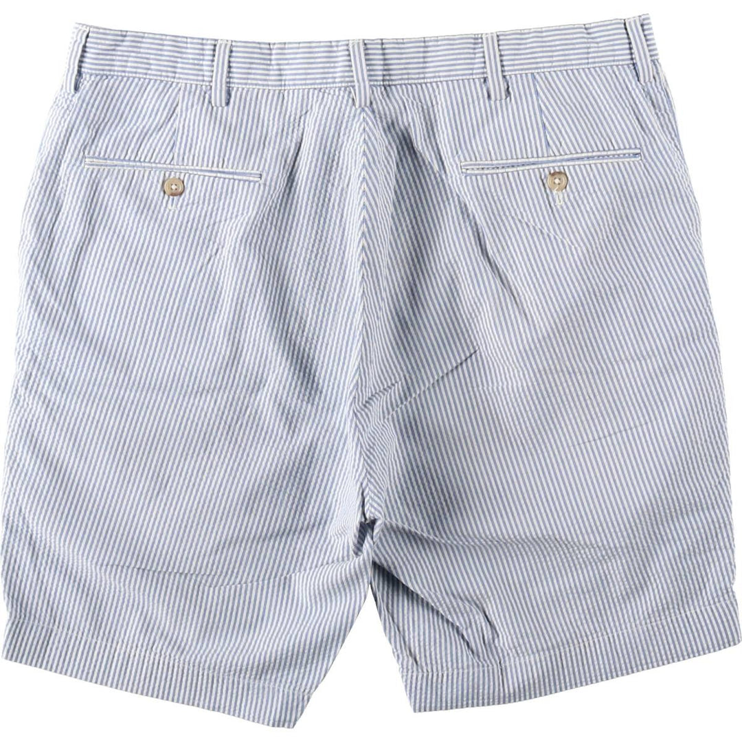 Ralph Lauren POLO by Ralph Lauren Stripe Pattern Seersucker Cotton Shorts, Men's Size W34 (approx.) cotton blue type Vintage Second Hand