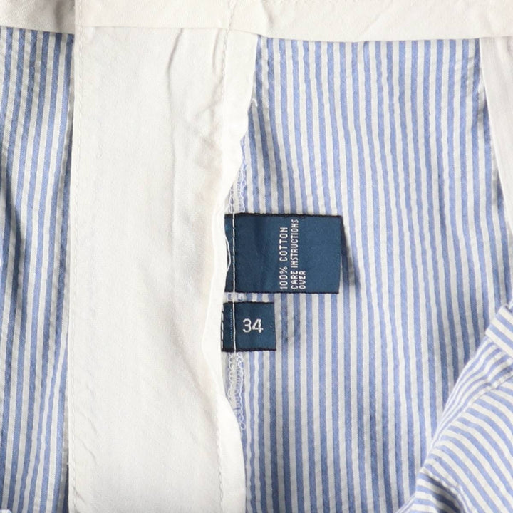 Ralph Lauren POLO by Ralph Lauren Stripe Pattern Seersucker Cotton Shorts, Men's Size W34 (approx.) cotton blue type Vintage Second Hand
