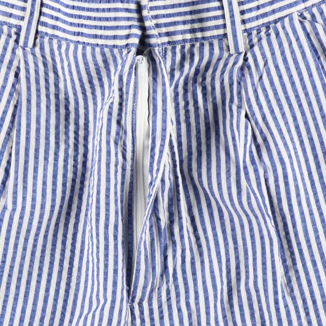 Ralph Lauren CHAPS Stripe Pattern Seersucker Two-Pleat Cotton Shorts (Men's XL equivalent) cotton blue type Vintage Second Hand