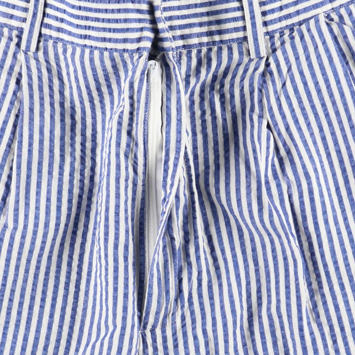 Ralph Lauren CHAPS Stripe Pattern Seersucker Two-Pleat Cotton Shorts (Men's XL equivalent) cotton blue type Vintage Second Hand