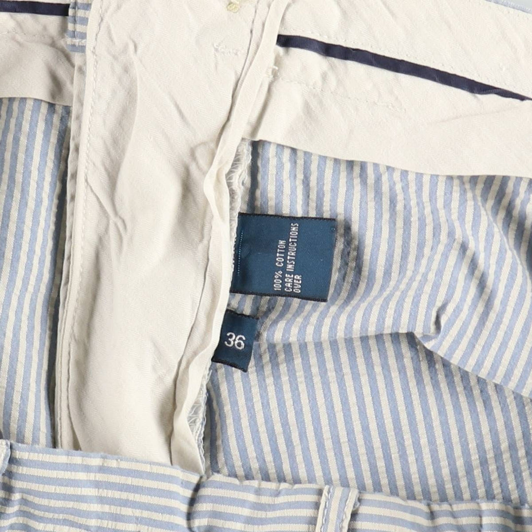 Ralph Lauren POLO by Ralph Lauren Stripe Pattern Seersucker Cotton Shorts (Men's W38 equivalent) cotton Blue type light blue Vintage Second Hand