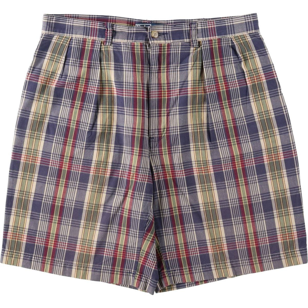 Ralph Lauren POLO by Ralph Lauren TYLER SHORT Check Pattern Two-Pleat Cotton Shorts cotton navy blue type Vintage Second Hand
