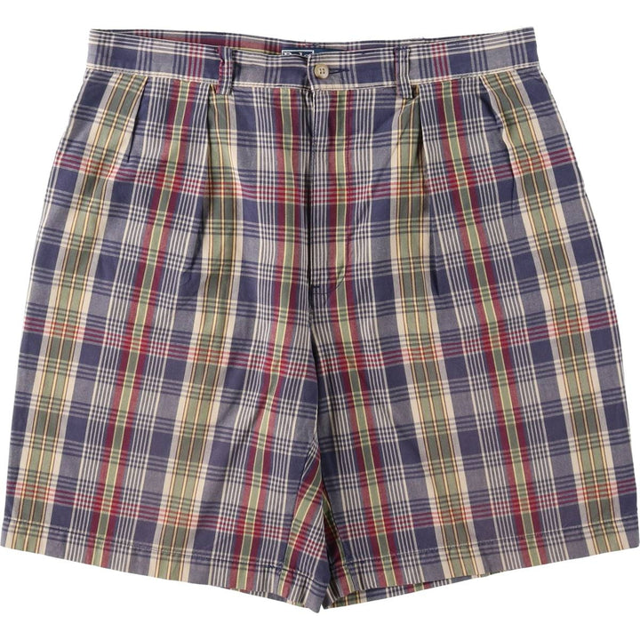 Ralph Lauren POLO by Ralph Lauren TYLER SHORT Check Pattern Two-Pleat Cotton Shorts cotton navy blue type Vintage Second Hand