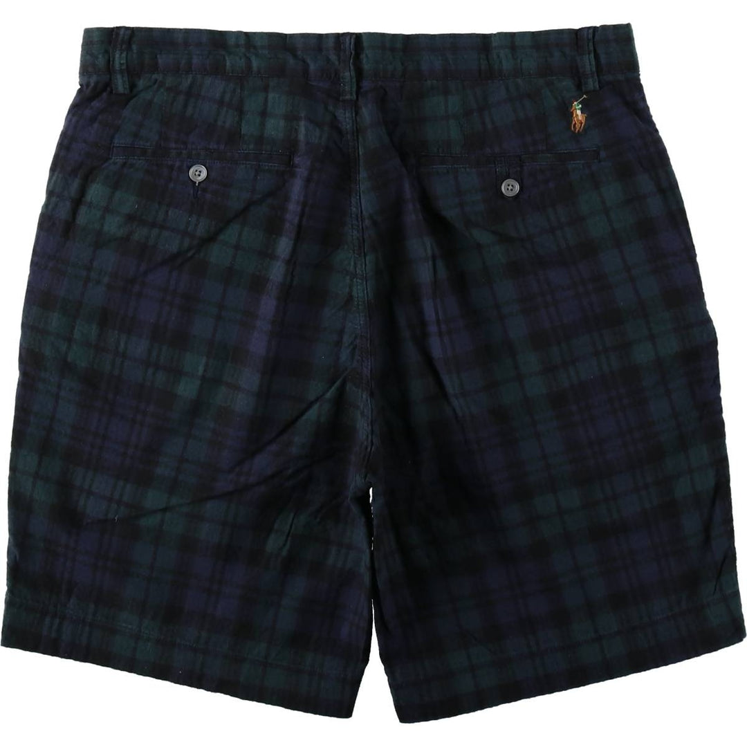 Ralph Lauren Blackwatch check seersucker cotton shorts, men's size W36 (approx.) cotton navy blue type Vintage Second Hand