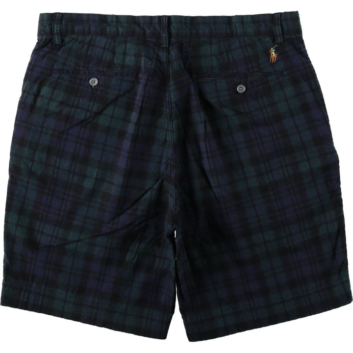 Ralph Lauren Blackwatch check seersucker cotton shorts, men's size W36 (approx.) cotton navy blue type Vintage Second Hand