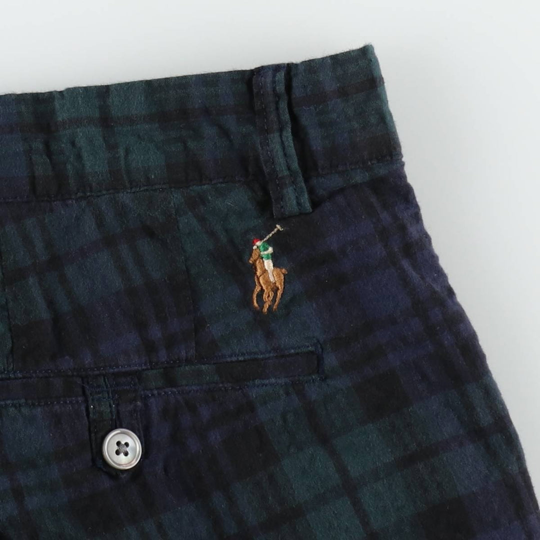 Ralph Lauren Blackwatch check seersucker cotton shorts, men's size W36 (approx.) cotton navy blue type Vintage Second Hand