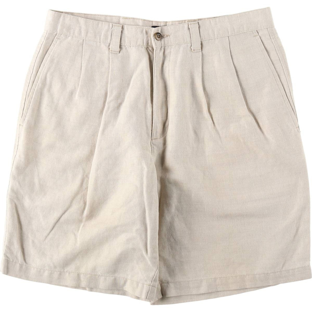 90'S Dockers khakis two-pleat cotton x linen shorts, men's size W34 (approx.), vintage. linen unbleached Vintage Second Hand