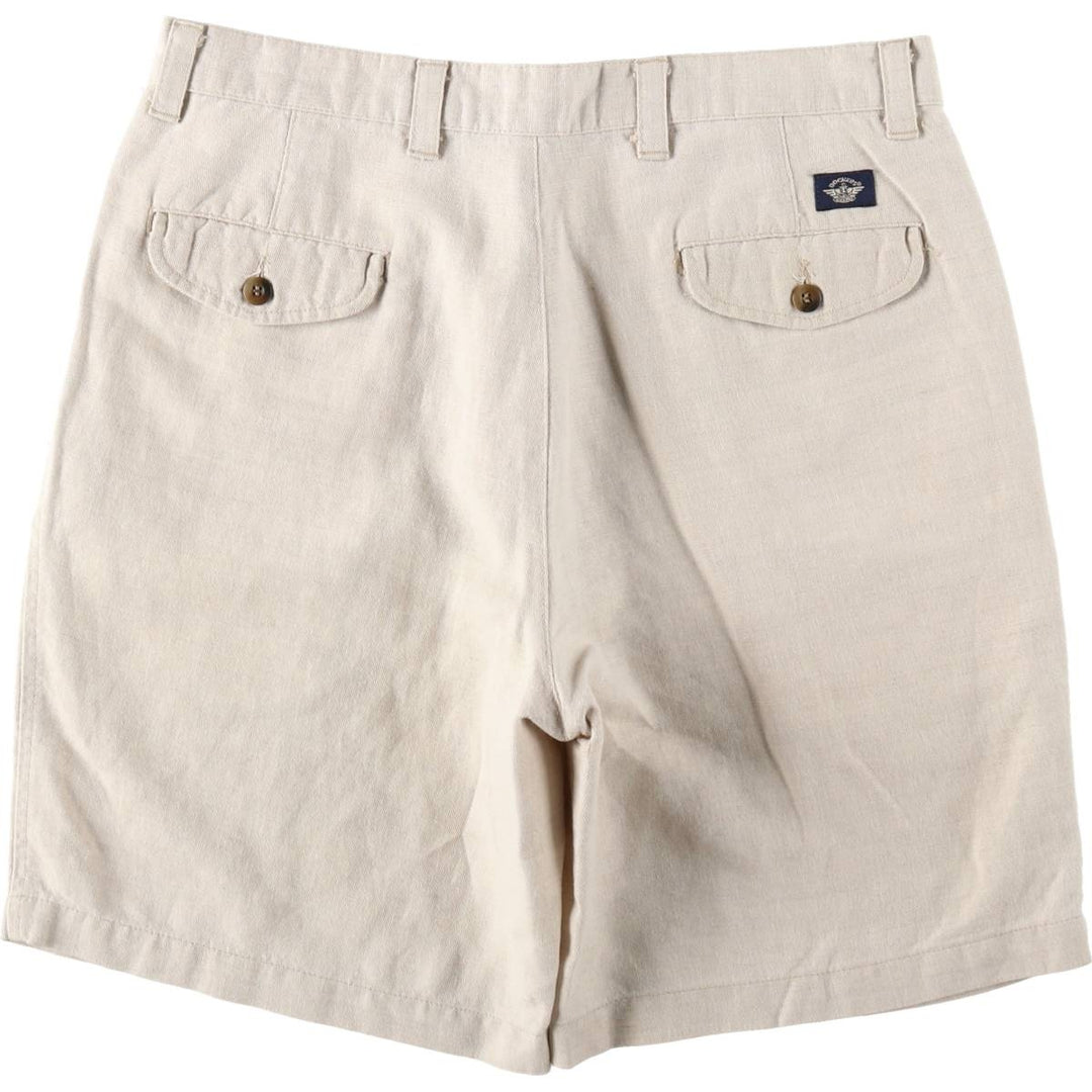 90'S Dockers khakis two-pleat cotton x linen shorts, men's size W34 (approx.), vintage. linen unbleached Vintage Second Hand