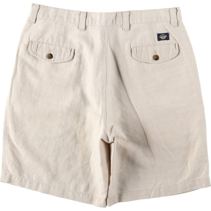 90'S Dockers khakis two-pleat cotton x linen shorts, men's size W34 (approx.), vintage. linen unbleached Vintage Second Hand