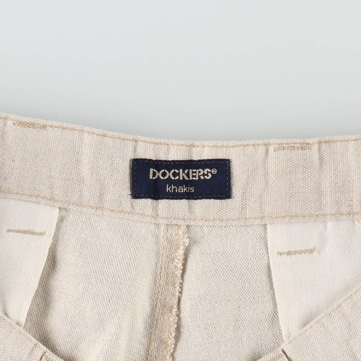 90'S Dockers khakis two-pleat cotton x linen shorts, men's size W34 (approx.), vintage. linen unbleached Vintage Second Hand